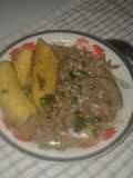 Semi Ripe Plantain in Assorted Goat meat pepper soup