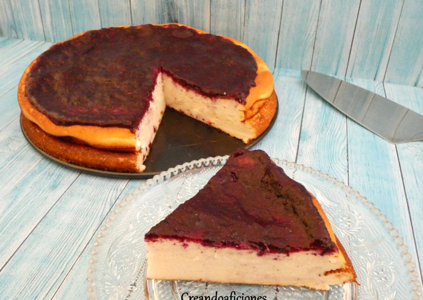 Tarta de queso saludable y mermelada casera