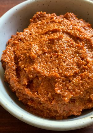 A picture of Red Capsicum & Walnut Dip (Muhammara).