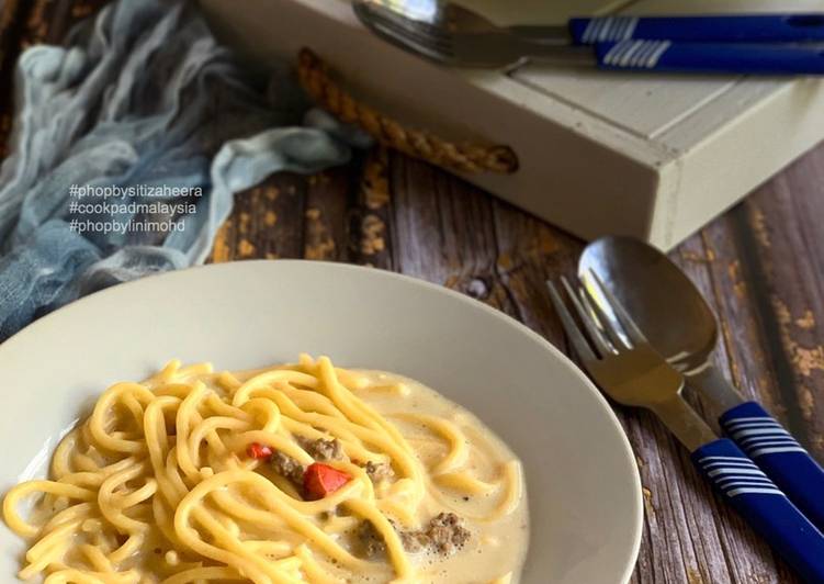 Cara Mudah Memasak Spaghetti Carbonara Berkrim #phopbylinimohd #batch20 yang Yummy