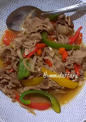 Foto resep Resep sehat dan simpel : tumis daging paprika