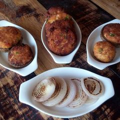 A picture of Dahi Stuffed Mushrooms and Dahi Ke Kebabs.