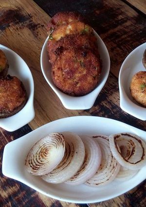 A picture of Dahi Stuffed Mushrooms and Dahi Ke Kebabs.