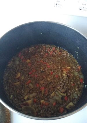 A picture of Nana's Lentil Soup.