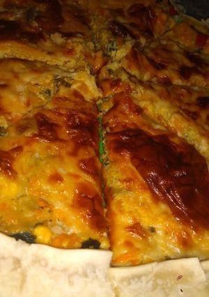 Una foto de Tarta de verduras y queso gratinado