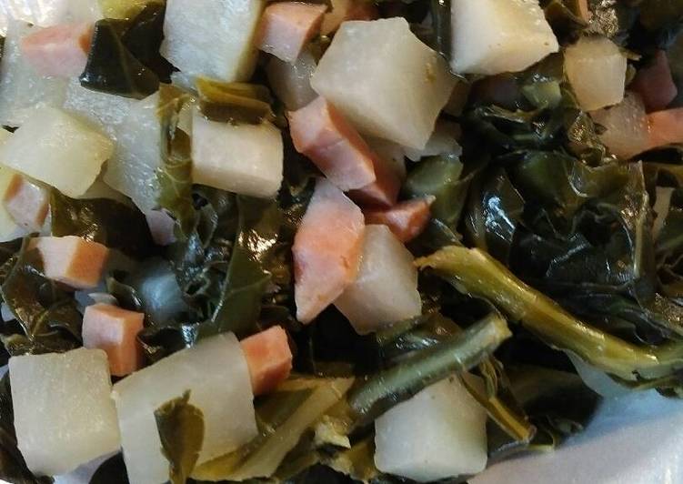 Recipe of Favorite Collards, Ham, and Turnip Root