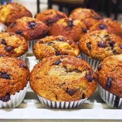 A picture of Banana Chocolate Chip Muffins.