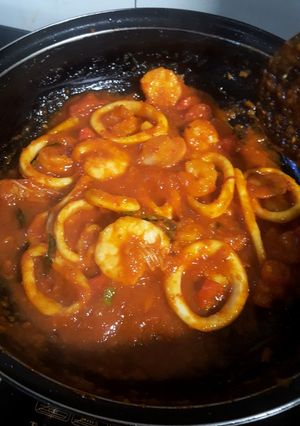 Foto resep Cumi / udang saus padang