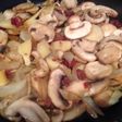 Champis encebollados con jamón