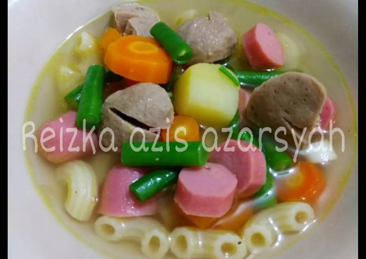 Resep Sup sosis baso sayuran, Enak Banget