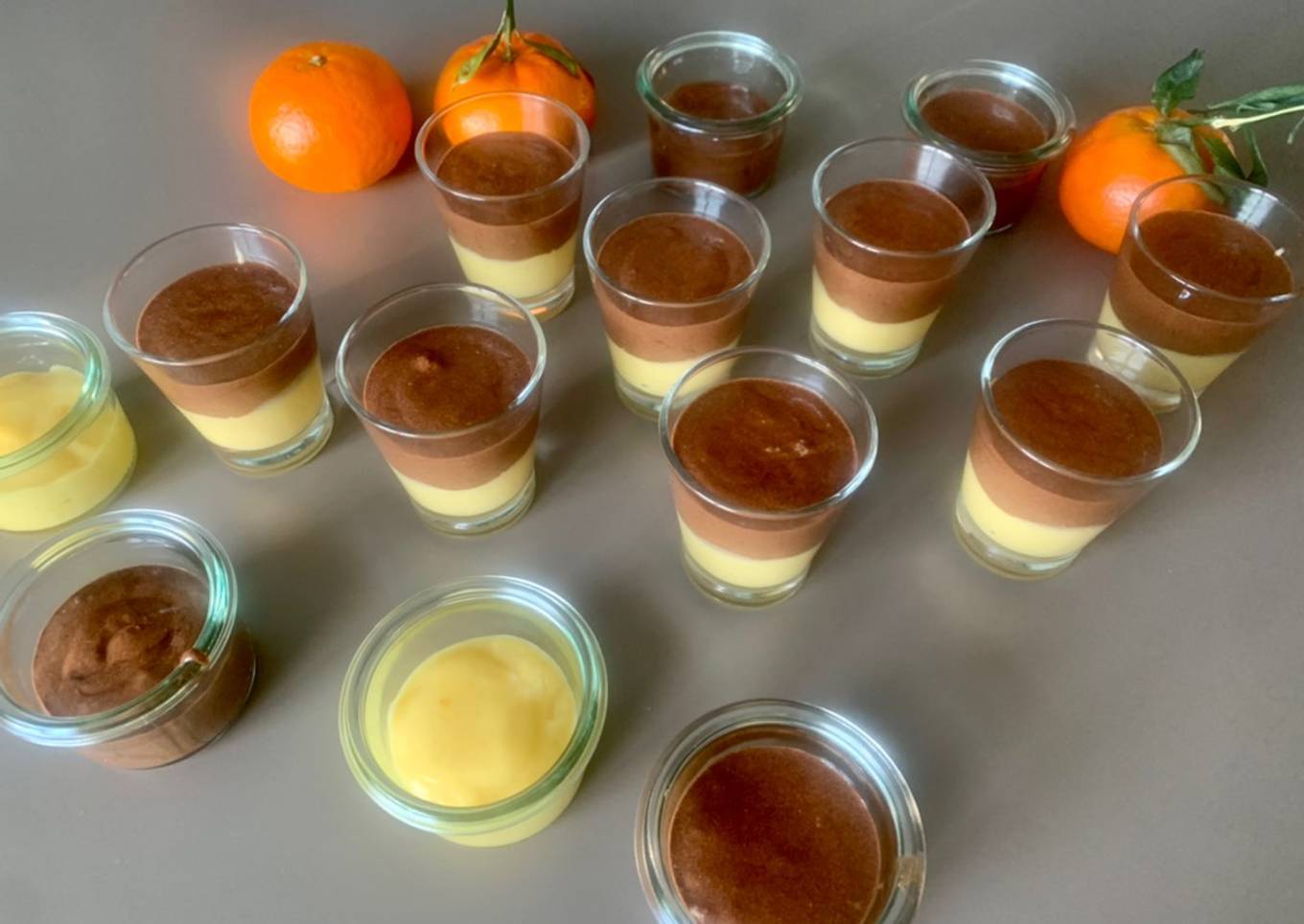 Verrines clémentine curd et mousse au chocolat