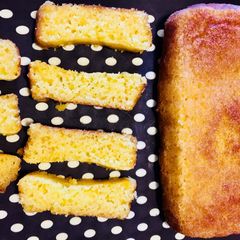 Eggless orange rava cake A picture of Eggless orange rava cake.