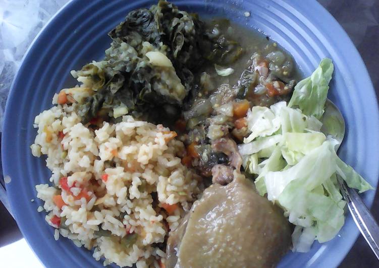 Vegetable rice with spinach