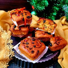 A picture of Christmas Fruit Cake Muffins, Eggless.