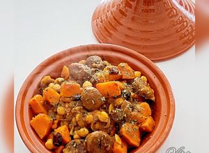 Une photo de Tajine de potimarron, châtaignes, pois chiches