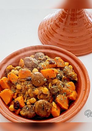 Une photo de Tajine de potimarron, châtaignes, pois chiches