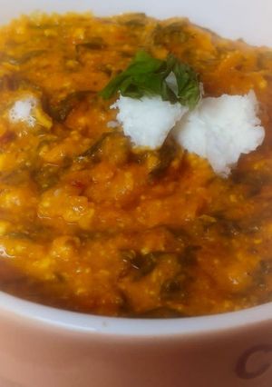A picture of Dhaba style palak paneer.