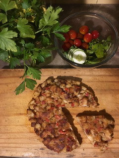 Una foto de Tortilla de papas vegana