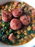 Lentejas con chorizo y espinacas
