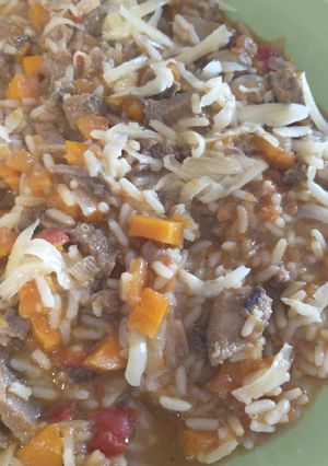 Una foto de Risotto reciclado con lengua vacuna