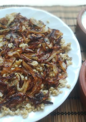 صورة لوصفة مجدرة البرغل الذيذة 😋⁦👌🏽⁩
