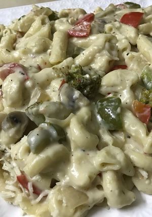 A picture of White Sauce Pasta.