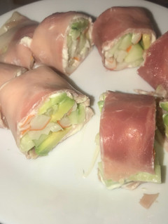 Una foto de Rollitos de Jamón (falso sushi)