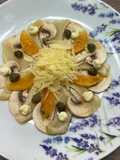 Carpaccio de alcachofa y champiñón