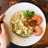 Risotto de aguacate, sepia y gambones
