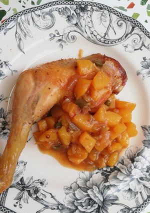 Une photo de Poulet rôtis et son chutney de pêche maison