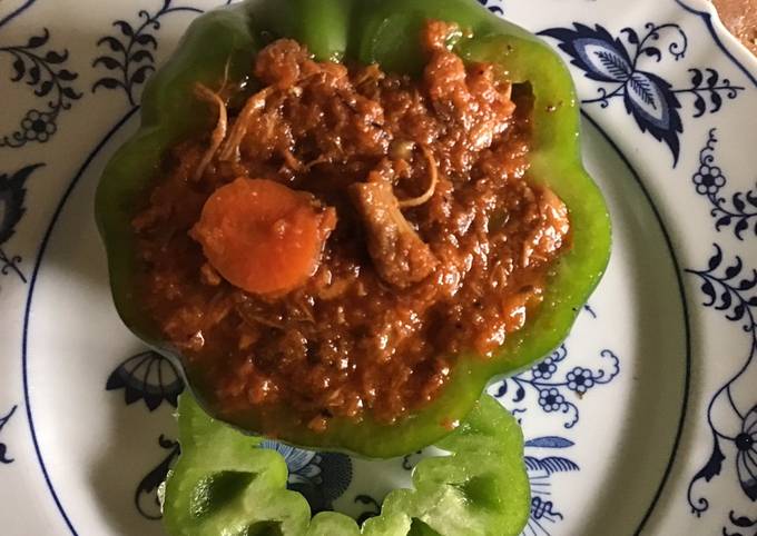 California Farm Turkey Goulash Stuffed Sweet Pepper