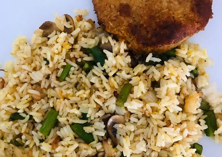 Arroz con espárragos y champiñones 🍄