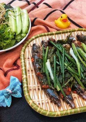 Hình của món Cá nục hấp cuốn bánh tráng.