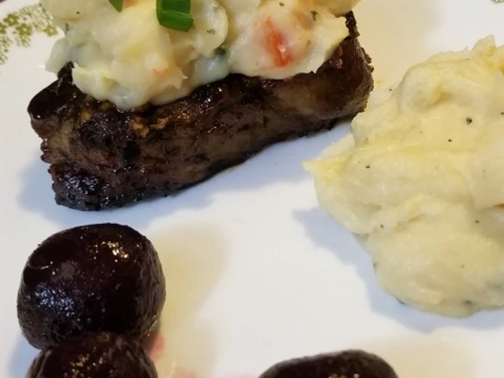 Easy Steps to Prepare Recipe Strip Steak &amp;amp; Crabmeat Mashed Potatoes with Beets that is Really Delicious, Appealing}