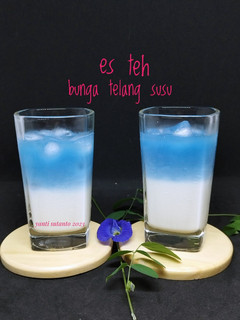 Foto resep Es Teh Bunga Telang Susu