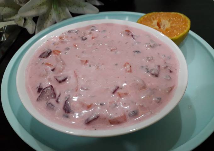 Beetroot mix fruit raita