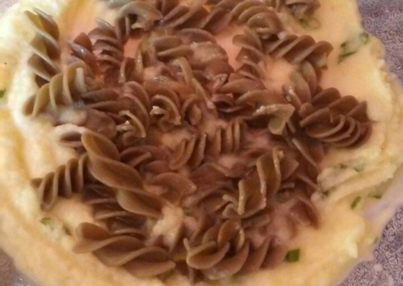 Fideos de lentejas con bechamel de coliflor💜