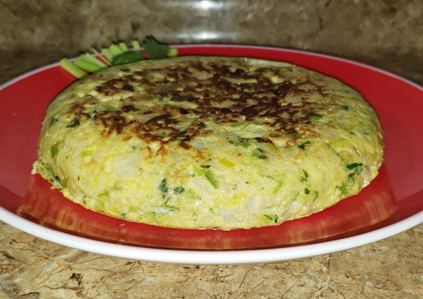 Tortilla de coliflor y puerros