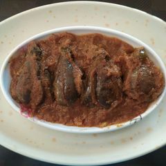 A picture of Andhra style Stuffed brinjal sabji.