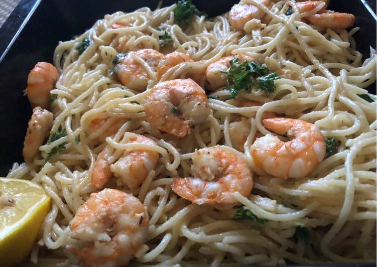 Recipe: Delicious Lemon Garlic Shrimp Pasta