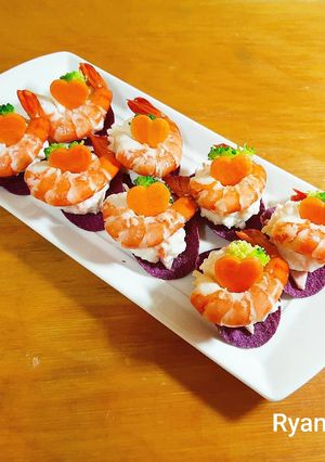 紫薯洋芋片鮮蝦小塔 的食譜成品照片