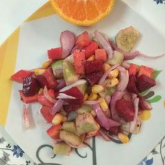 A picture of Corn beetroot cucumber salad.