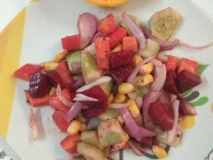 Easy Way Prepare Corn beetroot cucumber salad the So Delicious Makes you drool