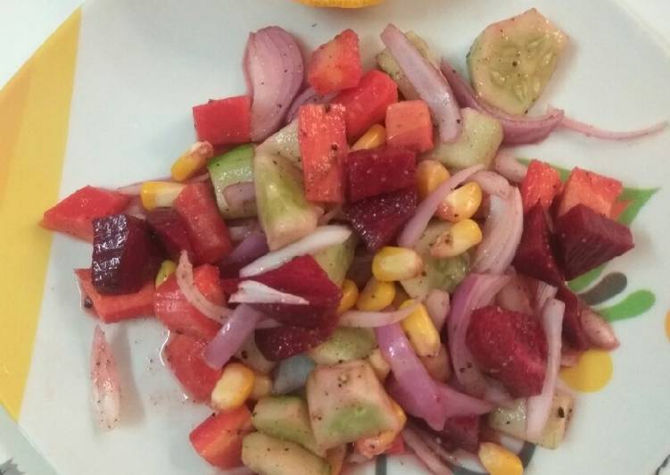 Steps to Make Ultimate Corn beetroot cucumber salad