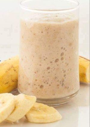 A picture of Title: banana pineapple smoothie.