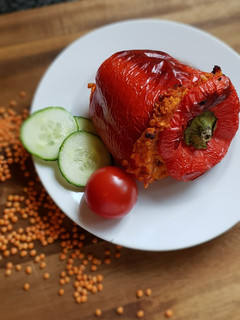 Paprika gefüllt mit roten Linsen Rezepthauptbild