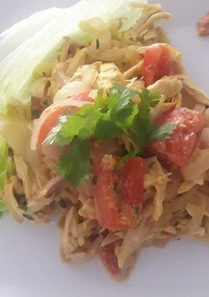Una foto de Pechuga de Pollo Deshilachada al Orégano a lo Carmelita.