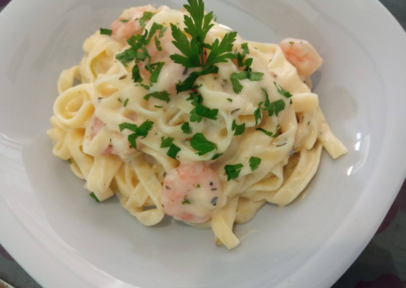 Espagueti con camarones 🦐