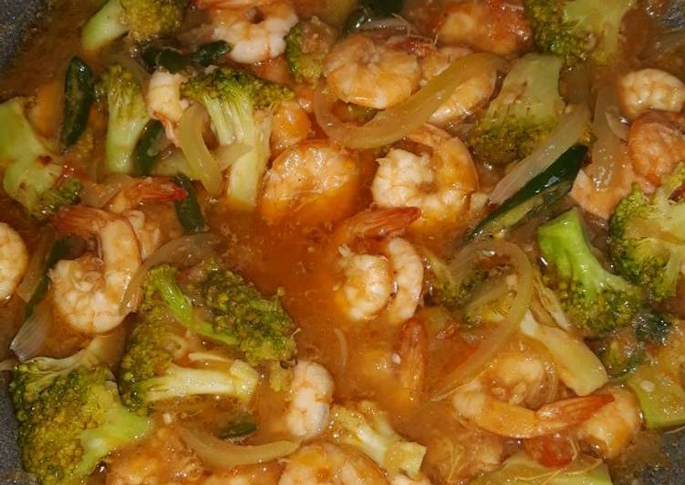 Resep Udang saus tomat brokoli Anti Gagal