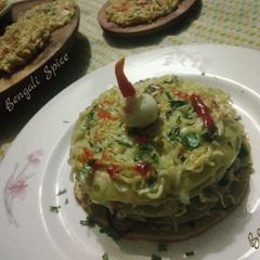 A picture of Indonesian Martabak Mie recipe with Bengali Fusion 🍝(pancake).